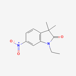 molecular formula C12H14N2O3 B8583573 1-Ethyl-3,3-dimethyl-6-nitro-1,3-dihydro-indol-2-one 