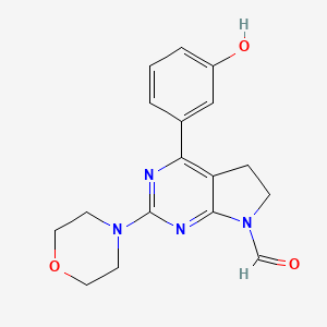 molecular formula C17H18N4O3 B8583640 4-(3-Hydroxy-phenyl)-2-morpholin-4-yl-5,6-dihydro-pyrrolo[2,3-d]pyrimidin-7-carbaldehyde 