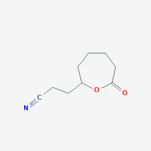 B8583790 3-(7-Oxooxepan-2-yl)propanenitrile CAS No. 32805-32-6