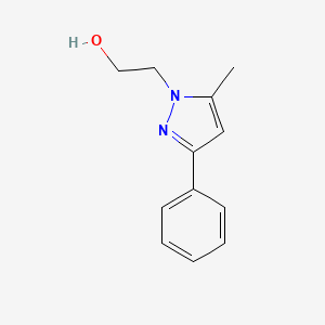 molecular formula C12H14N2O B8583803 3-Phenyl-5-methyl-1H-pyrazole-1-ethanol 
