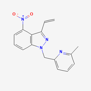 molecular formula C16H14N4O2 B8583930 1-((6-methylpyridin-2-yl)methyl)-4-nitro-3-vinyl-1H-indazole 