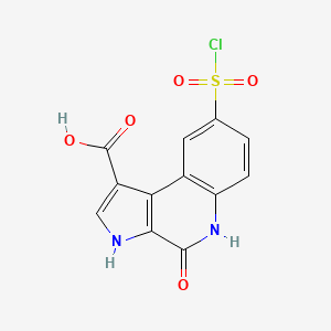 molecular formula C12H7ClN2O5S B8583986 8-chlorosulfonyl-4-oxo-4,5-dihydro-3H-pyrrolo[2,3-c]quinoline-1-carboxylic acid 
