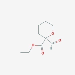 molecular formula C9H14O4 B8584316 ethyl 2-formyltetrahydro-2H-pyran-2-carboxylate 