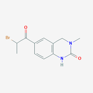 molecular formula C12H13BrN2O2 B8584356 6-(2-Bromopropionyl)-3,4-dihydro-3-methyl-2(1H)-quinazolinone 