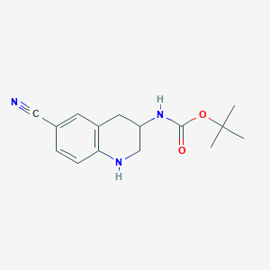 molecular formula C15H19N3O2 B8584361 tert-Butyl (6-cyano-1,2,3,4-tetrahydroquinolin-3-yl)carbamate 