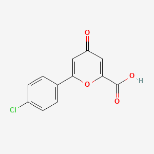 molecular formula C12H7ClO4 B8584559 6-(4-Chlorophenyl)-4-oxo-4H-pyran-2-carboxylic acid 