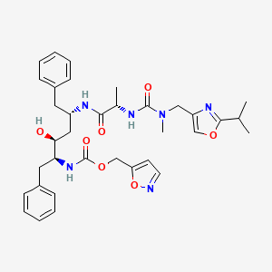 B8584667 2,4,7,12-Tetraazatridecan-13-oic acid, 10-hydroxy-2,5-dimethyl-1-(2-(1-methylethyl)-4-oxazolyl)-3,6-dioxo-8,11-bis(phenylmethyl)-, 5-isoxazolylmethyl ester, (5S-(5R*,8R*,10R*,11R*))- CAS No. 165315-30-0