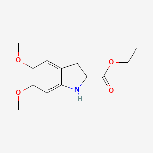 molecular formula C13H17NO4 B8584695 Ethyl 5,6-dimethoxyindoline-2-carboxylate 