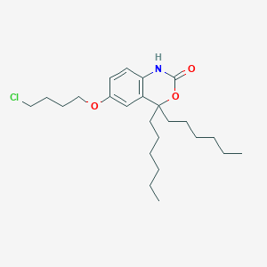 molecular formula C24H38ClNO3 B8584751 6-(4-Chlorobutoxy)-4,4-dihexyl-1,4-dihydro-2H-3,1-benzoxazin-2-one CAS No. 89433-43-2