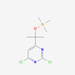 molecular formula C10H16Cl2N2OSi B8585063 2,4-Dichloro-6-(1-methyl-1-trimethylsilanyloxy-ethyl)-pyrimidine 
