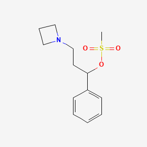 molecular formula C13H19NO3S B8585136 3-Azetidin-1-yl-1-phenylpropyl methanesulfonate 