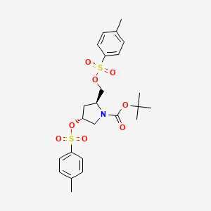 molecular formula C24H31NO8S2 B8585279 (2S,4R)-4-Tosyloxy-2-tosyloxymethyl-1-pyrrolidinecarboxylic acid tert-butyl ester 