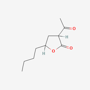 molecular formula C10H16O3 B8585315 2(3H)-Furanone, 3-acetyl-5-butyldihydro- CAS No. 40010-99-9