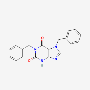 molecular formula C19H16N4O2 B8585363 1H-Purine-2,6-dione, 3,7-dihydro-1,7-bis(phenylmethyl)- CAS No. 140396-45-8