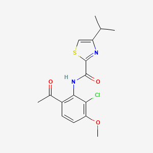 molecular formula C16H17ClN2O3S B8585443 N-(6-acetyl-2-chloro-3-methoxyphenyl)-4-isopropylthiazole-2-carboxamide CAS No. 923289-37-6