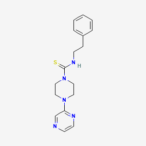 molecular formula C17H21N5S B8585562 1-Piperazinecarbothioamide, N-(2-phenylethyl)-4-pyrazinyl- CAS No. 89007-42-1