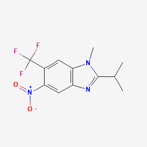 molecular formula C12H12F3N3O2 B8585604 1-Methyl-5-nitro-2-(propan-2-yl)-6-(trifluoromethyl)-1H-benzimidazole CAS No. 61680-11-3