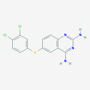molecular formula C14H10Cl2N4S B8585702 6-[(3,4-Dichlorophenyl)sulfanyl]quinazoline-2,4-diamine CAS No. 51124-31-3