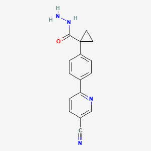 molecular formula C16H14N4O B8585857 1-[4-(5-Cyanopyridin-2-yl)phenyl]cyclopropanecarbohydrazide 