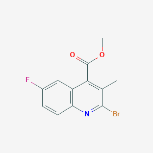 molecular formula C12H9BrFNO2 B8586261 2-Bromo-4-carbomethoxy-6-fluoro-3-methylquinoline 