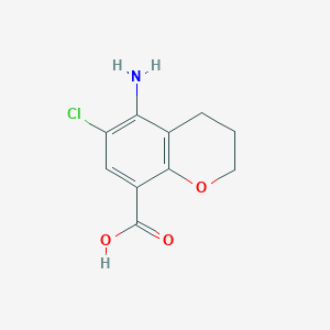molecular formula C10H10ClNO3 B8586328 5-amino-6-chloro-3,4-dihydro-2H-1-benzopyran-8-carboxylic acid 