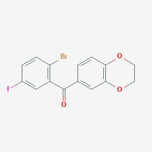 molecular formula C15H10BrIO3 B8586377 Methanone, (2-bromo-5-iodophenyl)(2,3-dihydro-1,4-benzodioxin-6-yl)- 