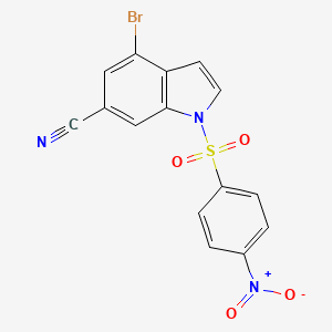 molecular formula C15H8BrN3O4S B8586684 4-Bromo-1-[(4-nitrophenyl)sulfonyl]-1H-indole-6-carbonitrile 