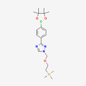 molecular formula C20H32BN3O3Si B8586751 3-(4-(4,4,5,5-tetramethyl-1,3,2-dioxaborolan-2-yl)phenyl)-1-((2-(trimethylsilyl)ethoxy)methyl)-1H-1,2,4-triazole 