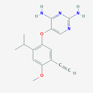 molecular formula C16H18N4O2 B8586901 5-(5-Ethynyl-2-isopropyl-4-methoxy-phenoxy)-pyrimidine-2,4-diamine 