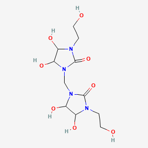 molecular formula C11H20N4O8 B8586935 2-Imidazolidinone, 1,1'-methylenebis(4,5-dihydroxy-3-(2-hydroxyethyl)- CAS No. 70851-63-7