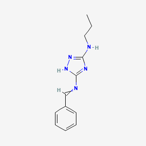 molecular formula C12H15N5 B8587240 5-(benzylideneamino)-N-propyl-1H-1,2,4-triazol-3-amine CAS No. 531539-58-9