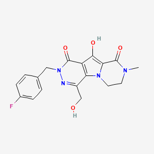 molecular formula C18H17FN4O4 B8587299 2-(4-Fluorobenzyl)-10-hydroxy-4-(hydroxymethyl)-8-methyl-7,8-dihydropyrazino[1',2':1,5]pyrrolo[2,3-d]pyridazine-1,9(2H,6H)-dione CAS No. 870005-27-9