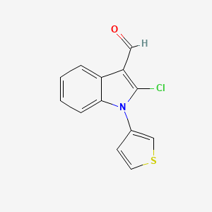 molecular formula C13H8ClNOS B8587327 2-Chloro-1-thiophen-3-yl-1H-indole-3-carbaldehyde 