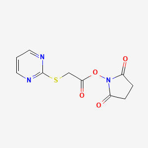 molecular formula C10H9N3O4S B8588074 1-({[(Pyrimidin-2-yl)sulfanyl]acetyl}oxy)pyrrolidine-2,5-dione CAS No. 922182-29-4