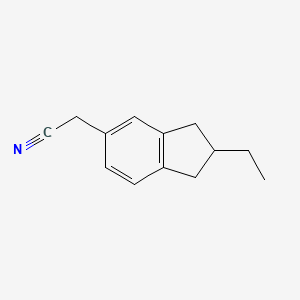 molecular formula C13H15N B8588097 2-Ethyl-5-indan-acetonitrile CAS No. 57145-33-2