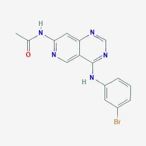 molecular formula C15H12BrN5O B8588173 Acetamide,n-[4-[(3-bromophenyl)amino]pyrido[4,3-d]pyrimidin-7-yl]- 