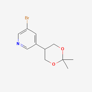 molecular formula C11H14BrNO2 B8588253 3-Bromo-5-(2,2-dimethyl-1,3-dioxan-5-yl)pyridine 