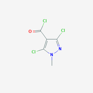 molecular formula C5H3Cl3N2O B8588310 3,5-Dichloro-1-methylpyrazole-4-carbonyl chloride CAS No. 162640-69-9