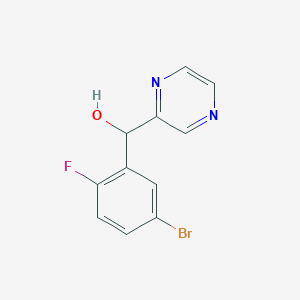 molecular formula C11H8BrFN2O B8588335 (5-Bromo-2-fluorophenyl)(pyrazin-2-yl)methanol 