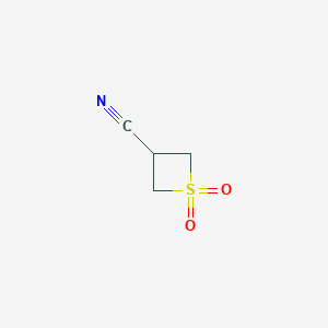 molecular formula C4H5NO2S B8588344 1,1-Dioxothietane-3-carbonitrile 