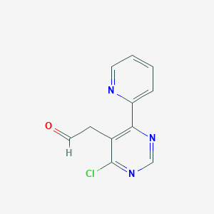 molecular formula C11H8ClN3O B8588348 2-(4-Chloro-6-(pyridin-2-yl)pyrimidin-5-yl)acetaldehyde 