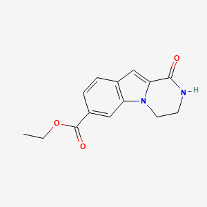molecular formula C14H14N2O3 B8588467 Ethyl 1-oxo-1,2,3,4-tetrahydropyrazino[1,2-a]indole-7-carboxylate 