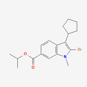 molecular formula C18H22BrNO2 B8588540 Isopropyl 2-Bromo-3-cyclopentyl-1-methyl-1H-indole-6-carboxylate CAS No. 1253791-42-2