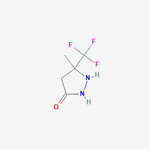 molecular formula C5H7F3N2O B8588614 5-Methyl-5-trifluoromethyl-pyrazolidin-3-one 