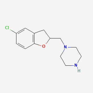 molecular formula C13H17ClN2O B8588637 1-[(5-Chloro-2,3-dihydro-1-benzofuran-2-yl)methyl]piperazine 