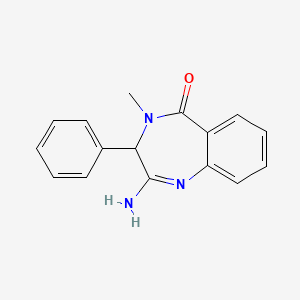 molecular formula C16H15N3O B8588747 2-Amino-4-methyl-3-phenyl-3,4-dihydro-5H-1,4-benzodiazepin-5-one CAS No. 62436-15-1