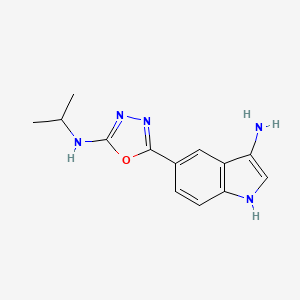 molecular formula C13H15N5O B8589034 5-(3-amino-1H-indol-5-yl)-N-isopropyl-1,3,4-oxadiazol-2-amine 