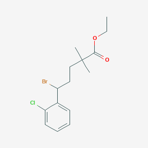 molecular formula C15H20BrClO2 B8589091 5-Bromo-5-(2-chlorophenyl)-2,2-dimethylpentanoic acid ethyl ester 