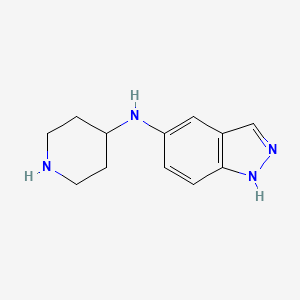 molecular formula C12H16N4 B8589100 N-(1H-5-Indazolyl)-N-(4-piperidyl)amine 