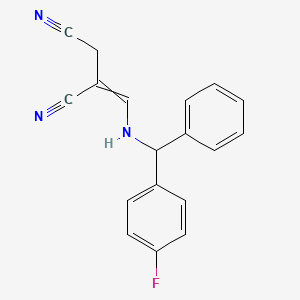 molecular formula C18H14FN3 B8589744 2-({[(4-Fluorophenyl)(phenyl)methyl]amino}methylidene)butanedinitrile CAS No. 648893-64-5